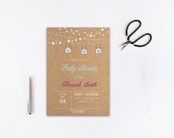 Mason jar hanging word invite,INSTANT DOWNLOAD - Edit Yourself in Word. Template Editable Text Microsoft Word.DIY You Print.