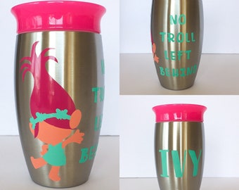 Personalized Stainless Trolls Poppy Kids Cup - Miracle Stainless Steel 360 Cup - Princess Poppy Kids Cup - Trolls Party Favors