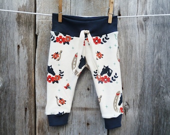 Organic baby clothes, horse baby clothes, baby girl gift, organic girl leggings, winter baby clothes, organic baby girl clothes