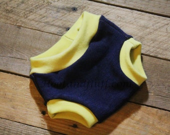 Wool Interlock Soaker, two toned navy and yellow