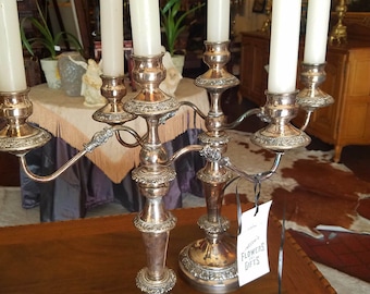 Pair of lovely silver candelabra done over copper.