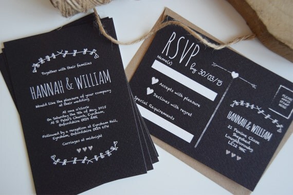 Rustic Chalkboard Wedding Invitation Set Sample