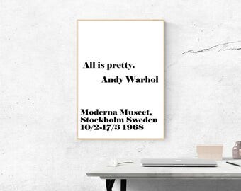All Is Pretty Print, Andy Warhol Poster, Digital Print, Andy Warhol Quotes, All is pretty Wall Art, Gifts for Artists, Typography Wall Decor