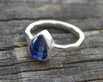 Kyanite Ring, 925 Sterling Silver Ring Blue Kyanite Pear Cocktail Ring Personalized Ring, Gemstone Ring, Artisan Jewelry Gift Ring