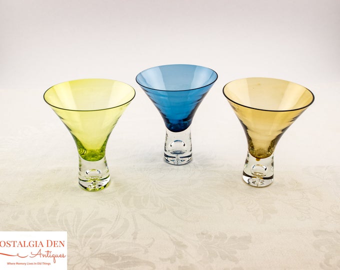 Retro Hand Blown Flared Multi Color Shot Glasses | Multi Color Shots | Mid Mod Barware