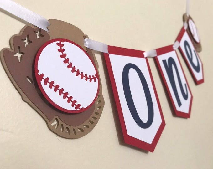 Baseball One Banner, Baseball Highchair Banner, Baseball Party