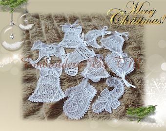 Christmas decoration lace- set of 10 pieces- 4x4 hoop