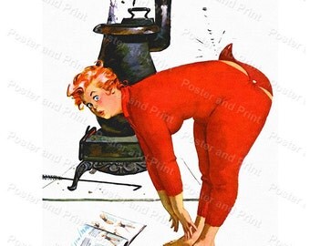 Canvas or Print - Duane Bryers' Plump and Pretty Pin-up Hilda - Bedtime Stories