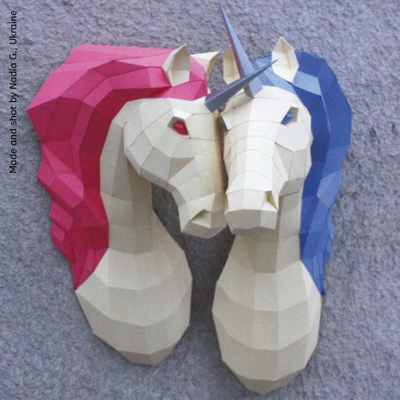 Couple of Unicorns, DIY Paper Unicorns, Printable PDF templates, Low ...