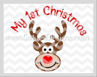 My 1st Christmas SVG File For Cricut and Cameo DXF for Silhouette Studio 1st Christmas svg, Newborn svg, Christmas svg files, reindeer svg