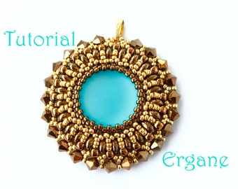 Tutorial Aztec Sun Pendant, Beading Tutorial, Beading Pattern, Pendant Beading Tutorial, Beaded Jewelry, Ergane Beading