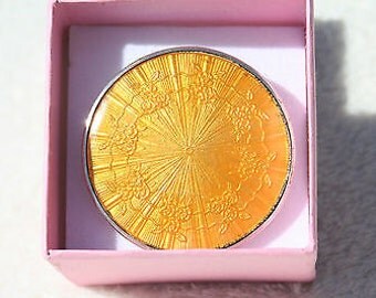Exquisite Sterling Silver & Sunny Yellow Guilloche Enamel Brooch - 1940's