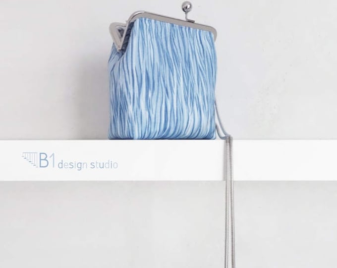 Cotton Crossbody Bag, Tie-dyed Shoulder Bag, Blue Clasp Bag, Crossbody Purse, Shoulder Clasp Bag, Gift for Her, Handmade Shoulder Bag