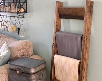 5 ft Blanket Ladder, Quilt Ladder, Wood Ladder, Blanket organizer, Quilt organizer, Rustic Decor, Farmhouse, Rustic Ladder, Shabby Chic Deco