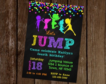 Jump Birthday Invitation, Jump Party Invitation, Trampoline Birthday Invitation, Trampoline Party Invitation, Printable Invitation