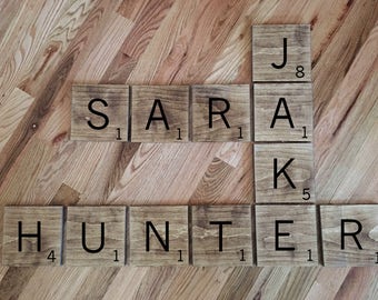 Large scrabble tiles- Scrabble wall Tiles - Large Scrabble Letters - Scrabble wall art - Scrabble letters - Custom Scrabble First Name Tiles