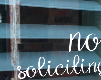 No soliciting decal, No solicitation sign, No soliciting sticker, No soliciting vinyl, Front door decal, No soliciting door sign, No solicit