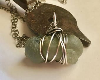 Prehnite Epidote Necklace Sterling Raw Mali Prehnite Jewelry Energy Boho Bohemian Jewelry Healers Stone Necklace Chakra Stone