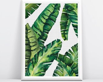 Banana Leaves, Banana Leaf Print, Palm Wall Decor, Tropical Leaves, Leaf, Tropical Print, Tropical Wall Art, Beach Decor, Botanical Print