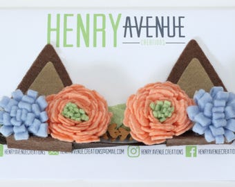 Spring Felt Fawn Ears and Floral Headband