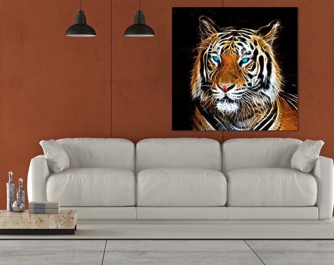 Buy abstract tiger wall art canvas print, big cat wall art, tiger artwork for home decor, bengal tiger wall art