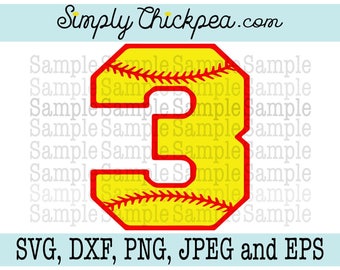 Softball number svg | Etsy