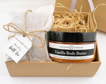 Gift Set, Spa Set, Vanilla Body Butter and Goats Milk, Bath Tea, Pamper Hamper, Gifts for Women, Spa Gift Basket, Bath Gift Set, Birthday