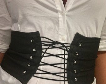 Black Denim Corset Belt