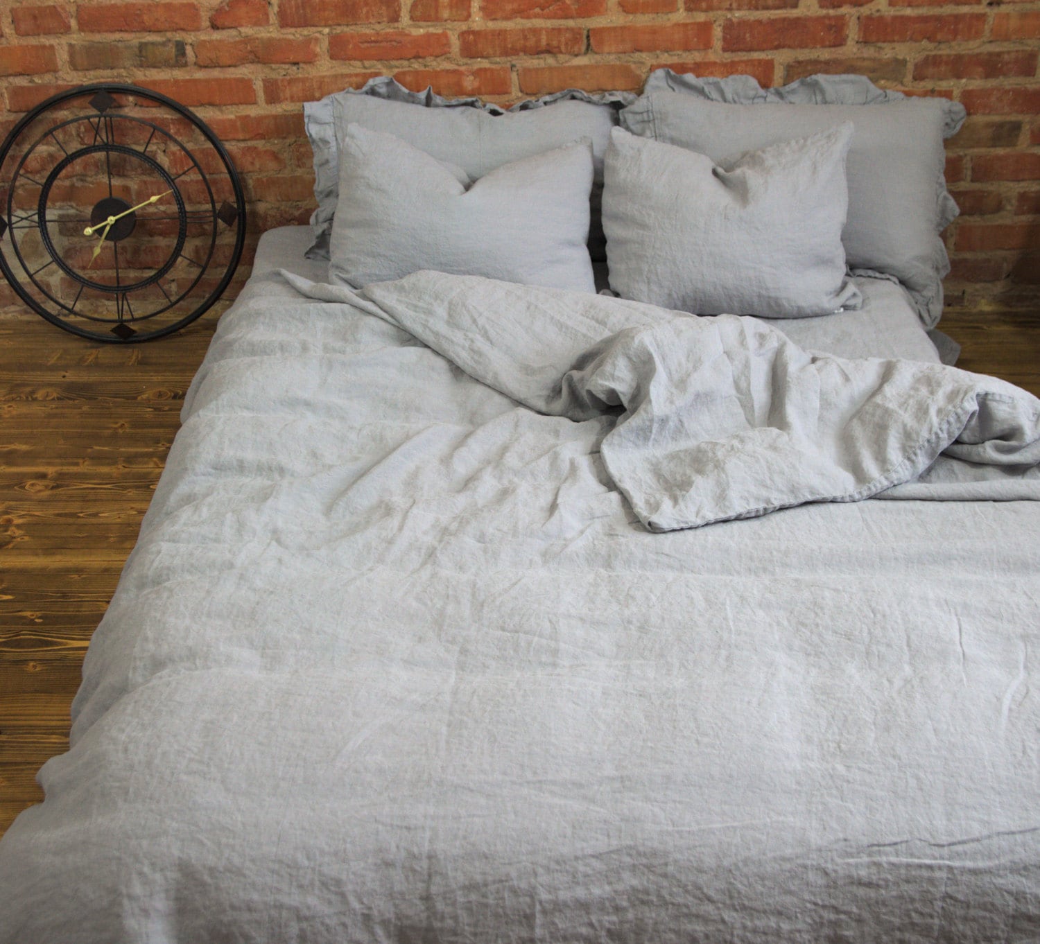 Natural Linen Bedding Stonewashed Queen Duvet Cover Nordic