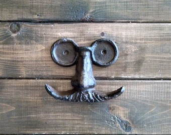 Funny Face Wall Hook | Mustache Hook | Coat Hook | Man Hook | Cast Iron | DIY Decor | Man Cave | Decorative Wall Hook | Hipster Hook