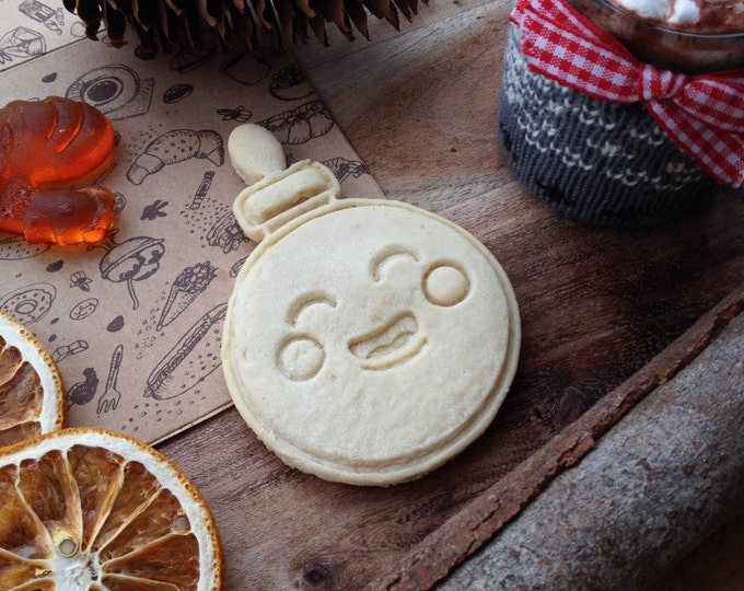 Christmas ornament cookie cutter. Jingle ball cookie stamp. Christmas cookie cutter