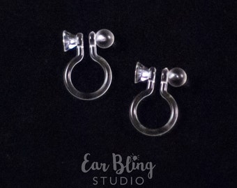 Pair of Invisible Clip On Earring Findings with Flat Front