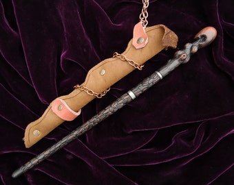 Alastor "Mad-Eye" Moody's wand with genuine leather scabbard- handmade wooden wand, Harry Potter wand, wood wand, custom wand