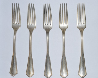 Oneida Community Reliance Silverplate Dinner Forks Dining Flatware Set of 5