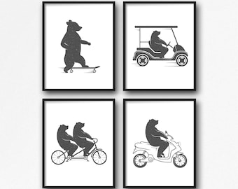 Funny Bear Print Set 4 of 8x10