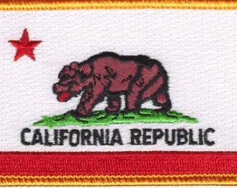 The CALIFORNIA PATCH, Superior Quality Iron-On / Saw-On Embroidered Patch - 3.5" x 2.25" - Made in the USA