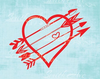 Valentine's Day Heart Arrows Cross, SVG File, Quote Cut File, Silhouette or Cricut File, Vinyl Cut File