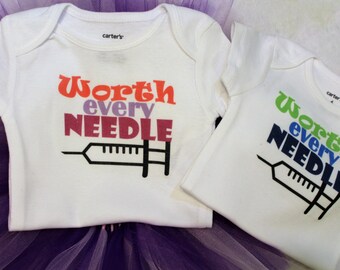 Worth Every Needle Bodysuit/Fertility Baby bodysuits/IVF bodysuit/Twin bodysuit/Triplet bosysuit