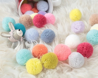 20pcs 2.5cm Pom poms in your choice of colors-Yarn pom poms-Colorful Handmade Pom Pom- Wholesale-Party Decor-Craftt Supplies-RIBBONNKIDS
