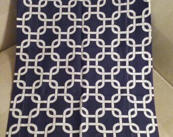 Navy blue window valance, navy blue and white, window valance, window curtain, window panel, blue, home decor, window