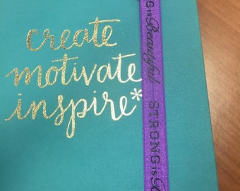 Purple Planner Band with Pen Holder 'Strong is Beautiful'