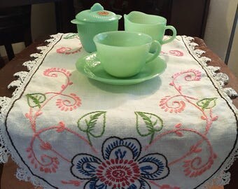 Beautiful Embroidered Flower Table Runner