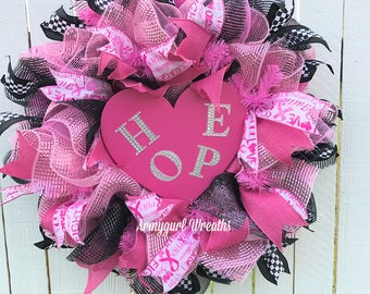 Breast cancer wreath | Etsy