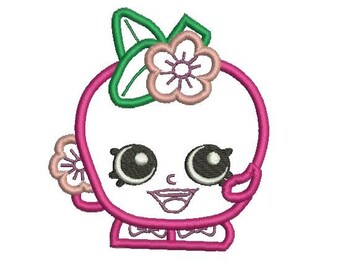 5 sizes - Shopkins Embroidery Design, Shopkins Applique Design, Apple Applique Design, Machine Embroidery, Girl Apple Shopkins Embroidery