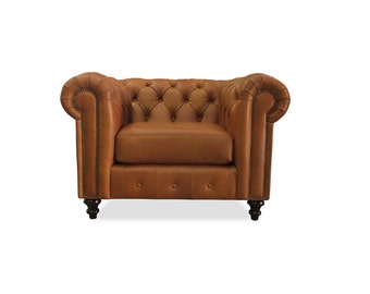South Cone Home Patrick Chesterfield Italian Leather Chair