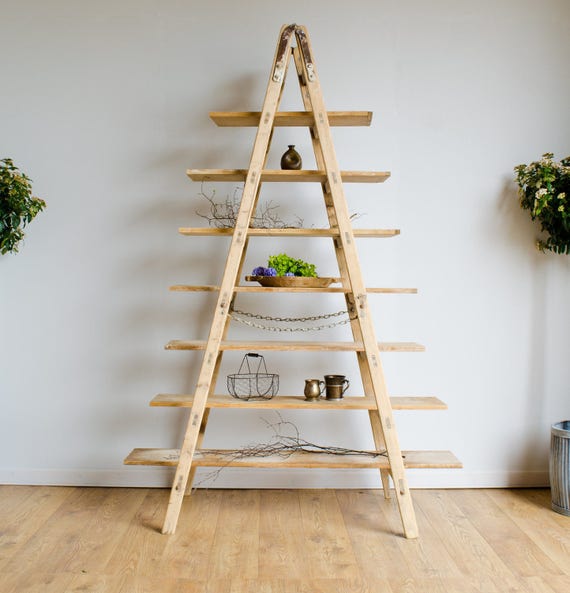 Continental Antique AShaped Wooden Ladder Home Shop Display