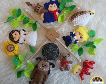 baby mobile, labyrinth baby mobile, labyrinth crib mobile, labyrinth, labyrinth felt mobile, labyrinth nursery, felt mobile, bebidekor