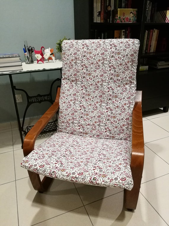 IKEA Poang Chair Cushion Cover Floral White