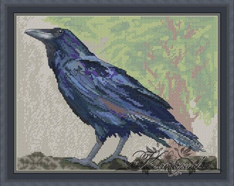 Raven cross stitch | Etsy