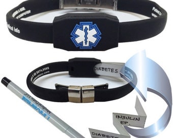 Medical Alert Bracelet Waterproof Messenger Series – Blue or Black